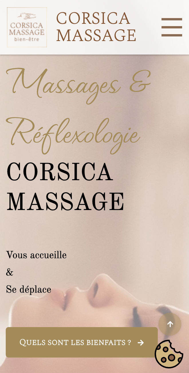 Header version responsive de Corsica Massage - JVFlex : Votre Partenaire de Confiance pour la Réussite en Ligne