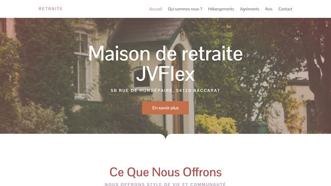 Header du template Retraite, réalisé par JVFlex - Experts en Optimisation de la vitesse de chargement du site web en France. 